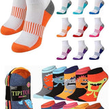 Tipi Toe Women’s Athletic & Novelty Sock Bundle – 12-Pack Cushioned Quarter Running Socks & 10-Pack Fun Low-Cut Ankle Socks, Sizes 9-11