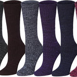 Tipi Toe Women’s Winter Sock Bundle – 6-Pair Soft Cotton Blend Boot Socks & 6-Pair Plush Non-Skid Fuzzy Slipper Socks, Sizes 9–11
