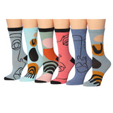 Abstract Pastel Faces Socks - 6 Pairs