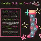 Tipi Toe Women's Plus Size 12 Pairs Lightweight Colorful Funny Monster Faces Striped Patterned Crew Socks