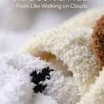 Close-up of a fluffy white blanket with text 'Ultra Soft & Plush Feels Like Walking on Clouds'.