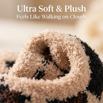 Close-up of ultra soft and plush fabric with text 'Ultra Soft & Plush Feels Like Walking on Clouds'.