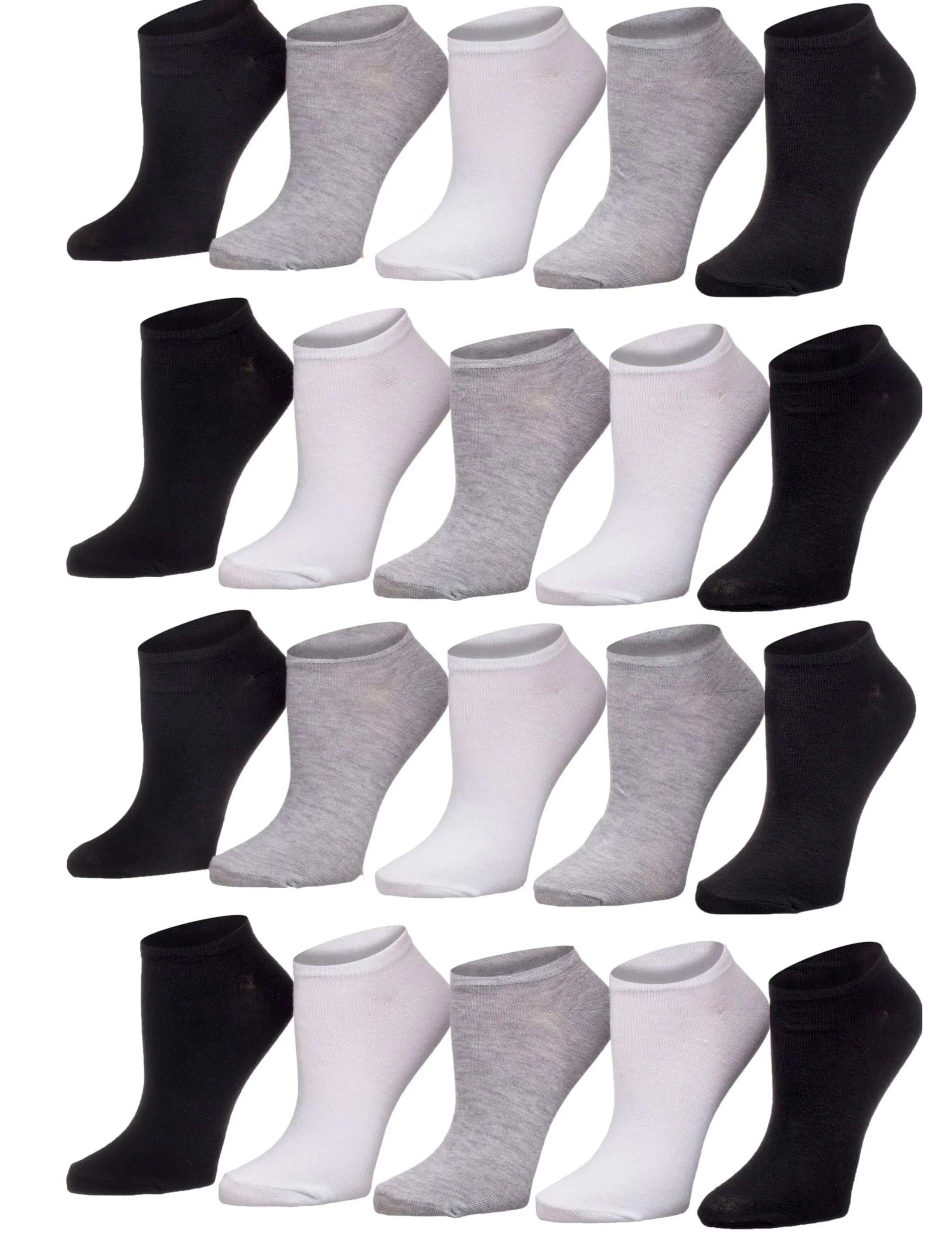Grey Black And White No Show Socks