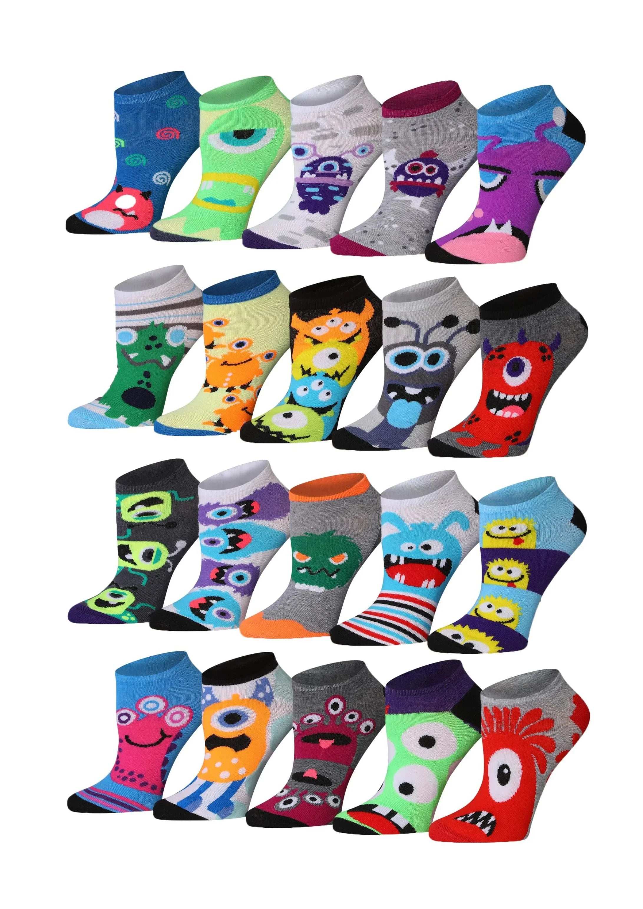 Monster Faces No Show Socks