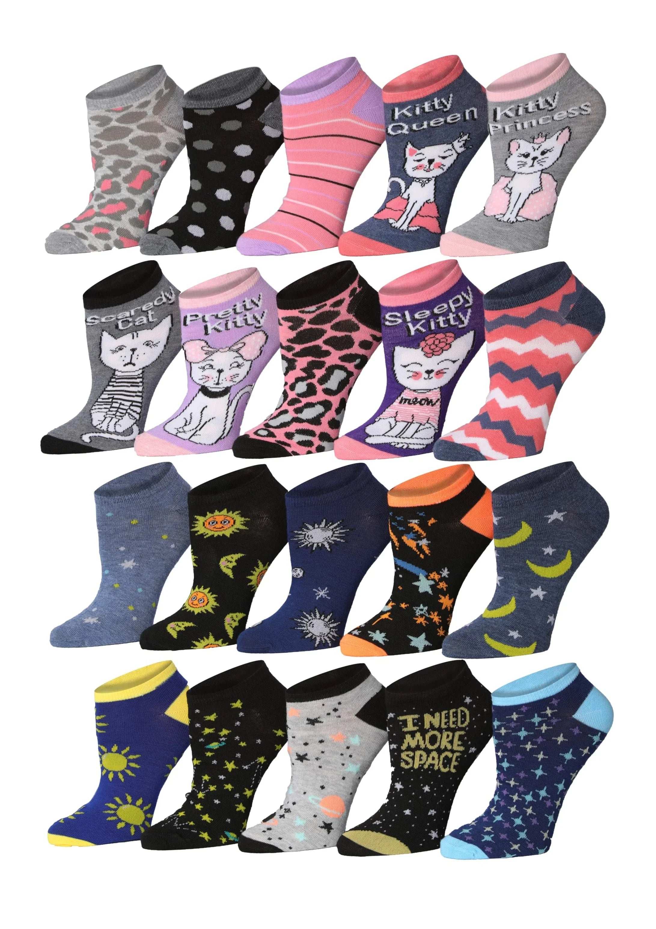 Multi-Color No Show Socks