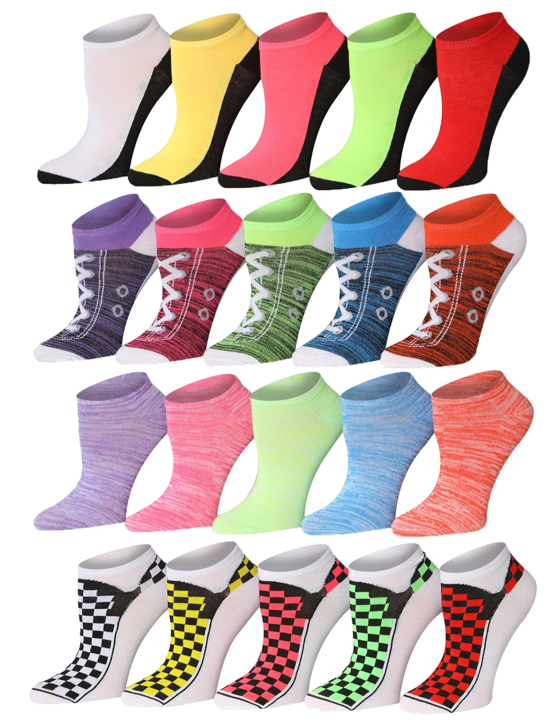 Checkered No Show Socks