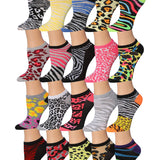 Tipi Toe Women's 20 Pairs Multi-Color Grey White Yellow Black Wild Safari No-Show Socks