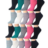Tipi Toe Women's 20 Pairs Solid Colored Serenity Palette Tranquil Greens Soothing Greys Playful Pink Low Cut/No Show Socks