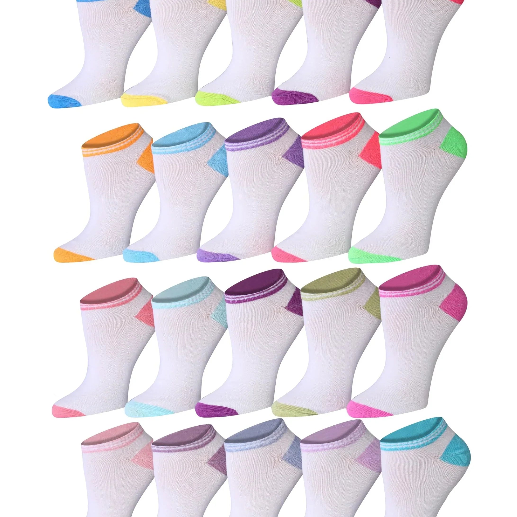 White Canvas No Show Socks