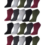 Tipi Toe Women's 20 Pairs Solid Colored Sleek Elegance Black Grey Maroon Low Cut/No Show Socks