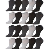Tipi Toe Women's 20 Pairs Solid Classic Grey-Scale Beauty Low Cut/No Show Socks