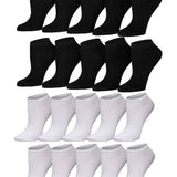 Tipi Toe Women's 20 Pairs Solid Colored Monochrome Elegance Black White Low Cut/No Show Socks