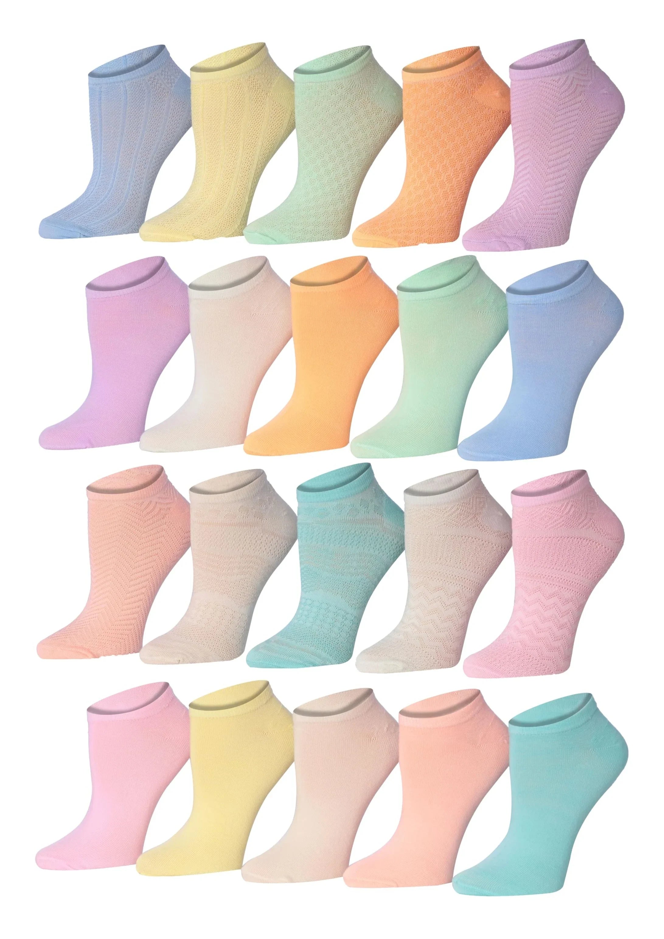 Solid Multicolor No Show Socks