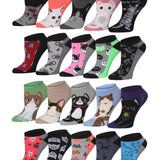 Tipi Toe Women's 20 Pairs Unique Fashionable Colorful Cute Animal-Inspired Design Patterned Low Cut/No Show Socks