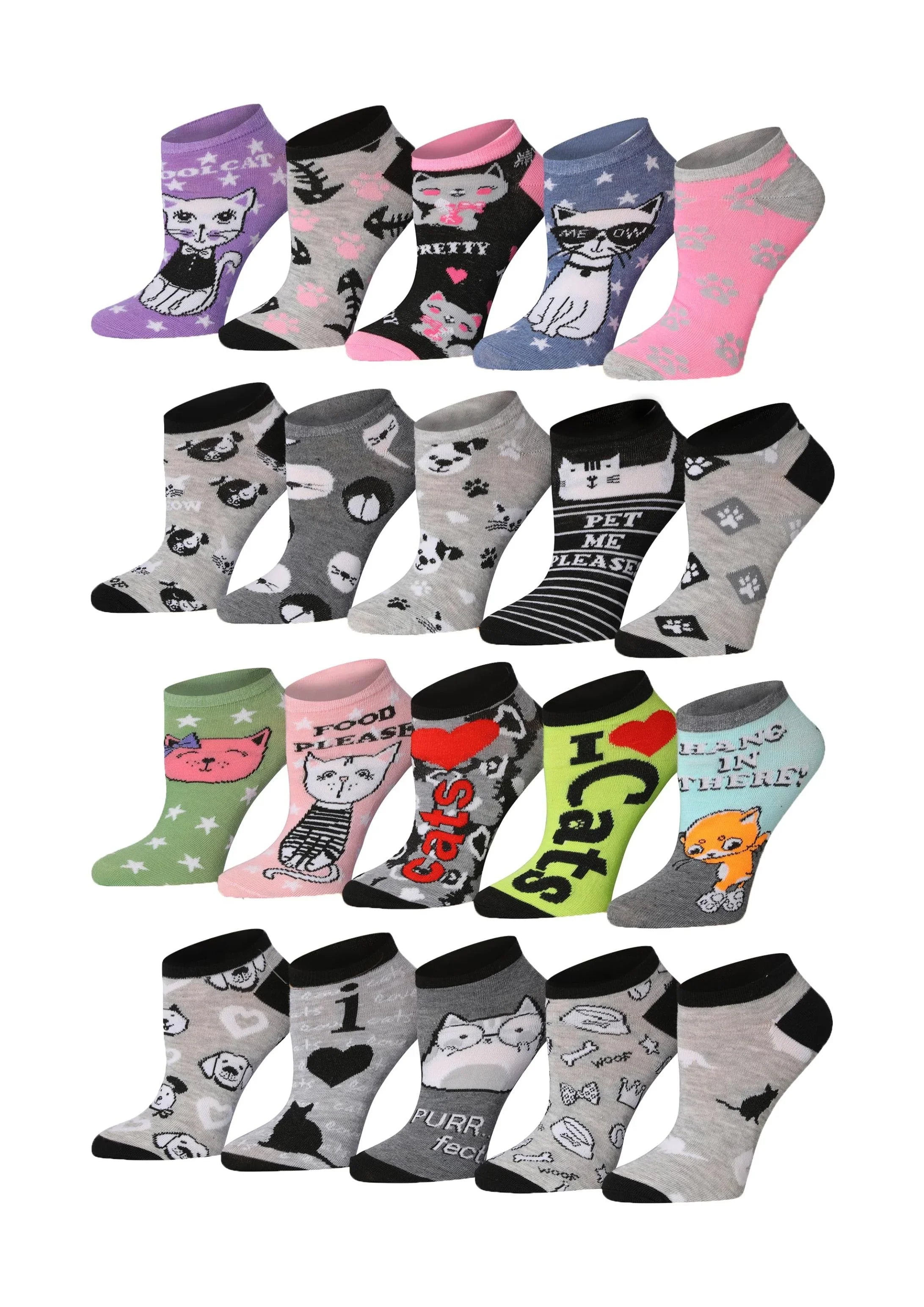 Cat & Dog No Show Socks