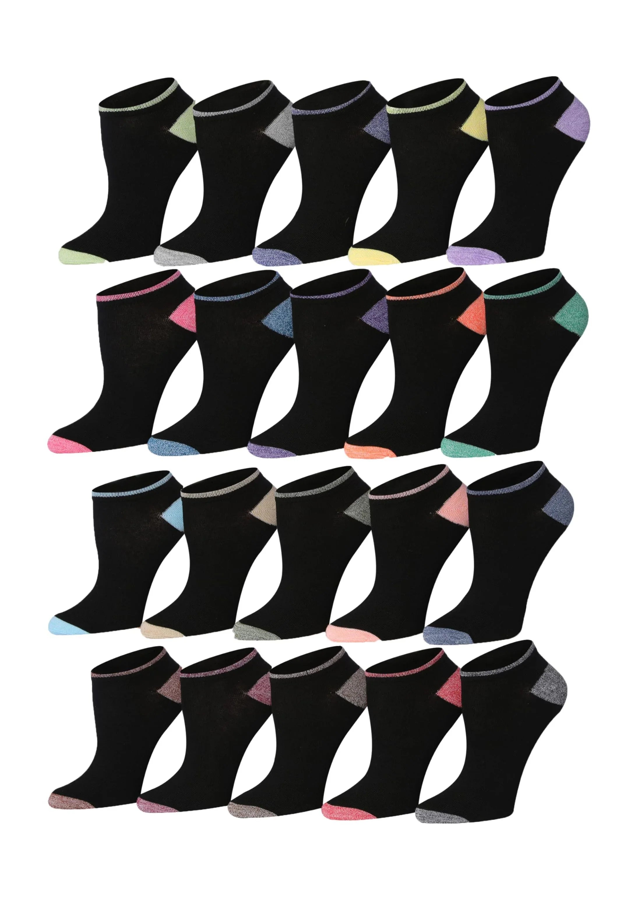 Black Toe Heel No Show Socks