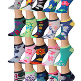 Tipi Toe Women's 20 Pairs Colorful Playful Zoo Motif Patterned Low Cut/No Show Socks