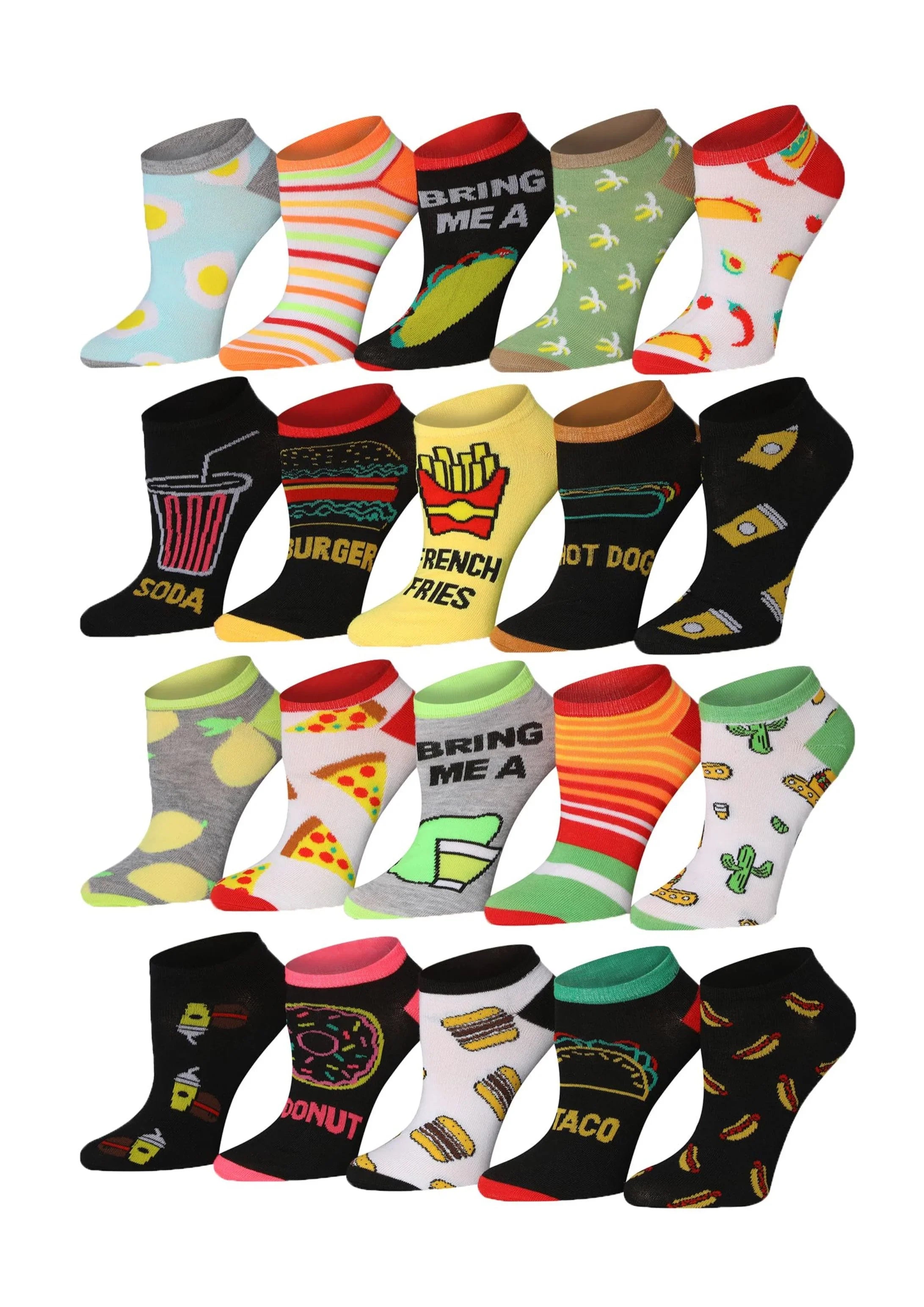 Fruits Striped No Show Socks