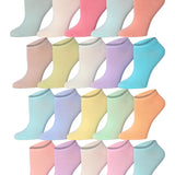 Tipi Toe Women's 20 Pairs Gentle Pastel Dreams Soft Faded Blue White Pink Violet Low Cut/No Show Socks