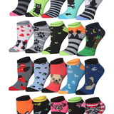 Tipi Toe Women's 20 Pairs Casual Fun Colorful Cat's & Dog's Fun Patterned Low Cut/No Show Socks
