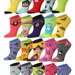  Women's 20 pairs Jungle Jamboree Colorful Vibrant Monkey-themed Ankle/No Show Socks -  Socks