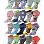 Women's 20 pairs Stylish Fashionable Vibrant Multicolored Shades with Cat Cartoon Patterns No Show/Ankle Socks - Socks