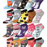 Tipi Toe Women's 20 Pairs Exploring Animal Kingdom Blue Grey Violet Tones Low Cut/No Show Socks