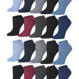 Tipi Toe Women's 20 Pairs Solid Colored Sophisticated Neutrals Black Grey Maroon Blue Low Cut/No Show Socks