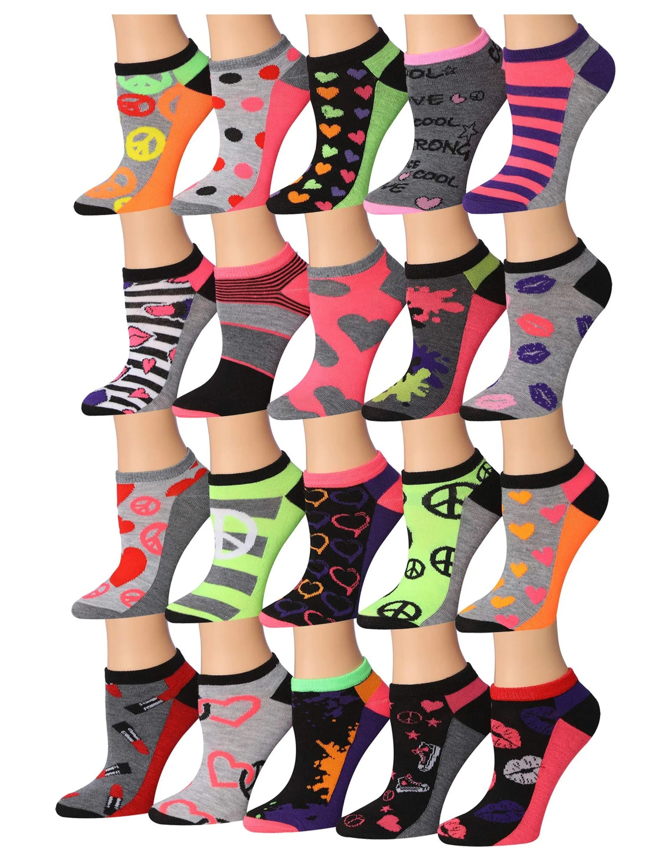 Heart Kiss Love No Show Socks