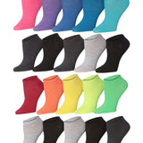 Tipi Toe Women's 20 Pairs Solid Colored Rainbow Reverie Vibrant Colors Low Cut/No Show Socks
