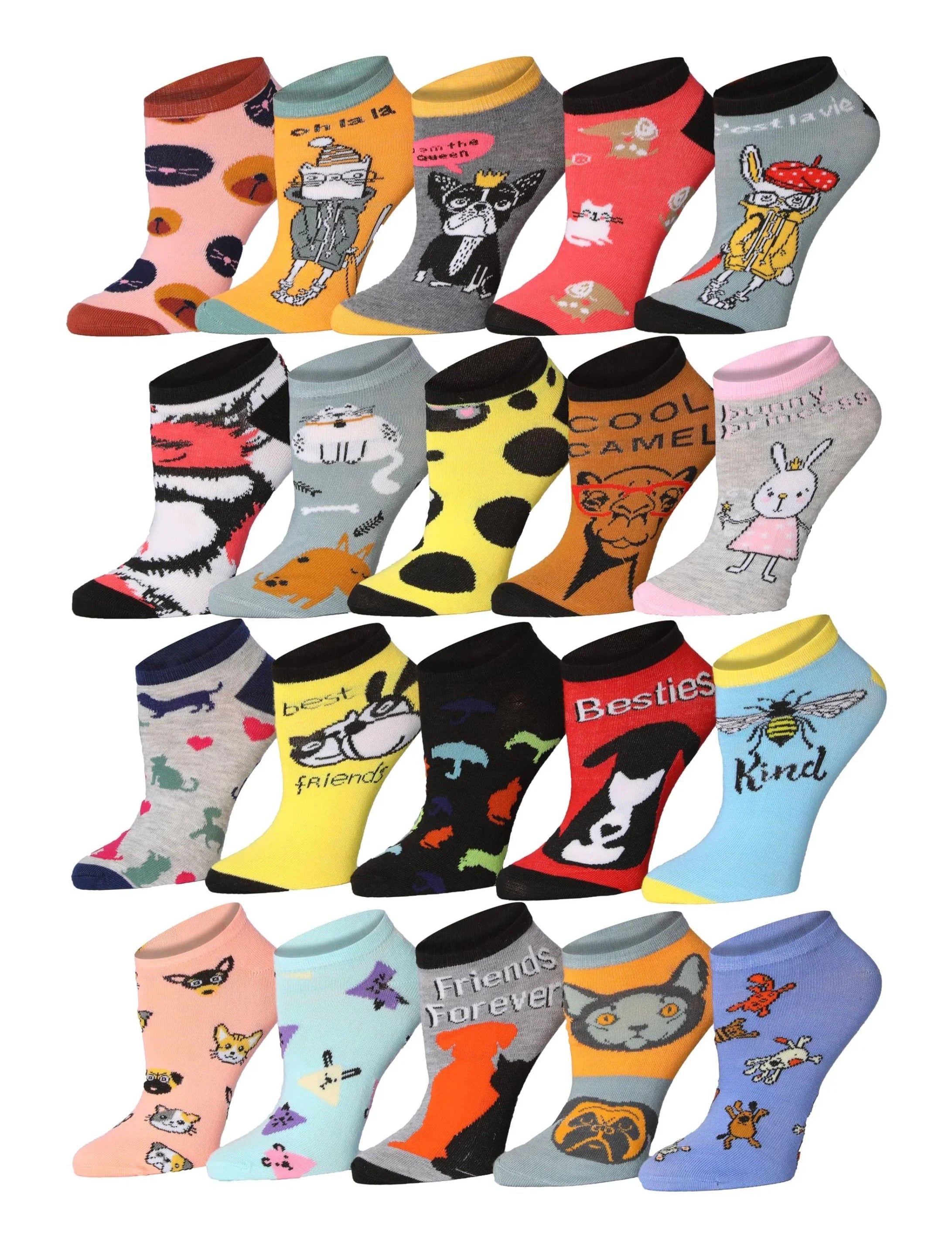 Charming Critters No Show Socks