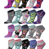 Tipi Toe Women's 20 Pairs Colorful Cute Love Heart Dog Animal Patterned Low Cut/No Show Socks