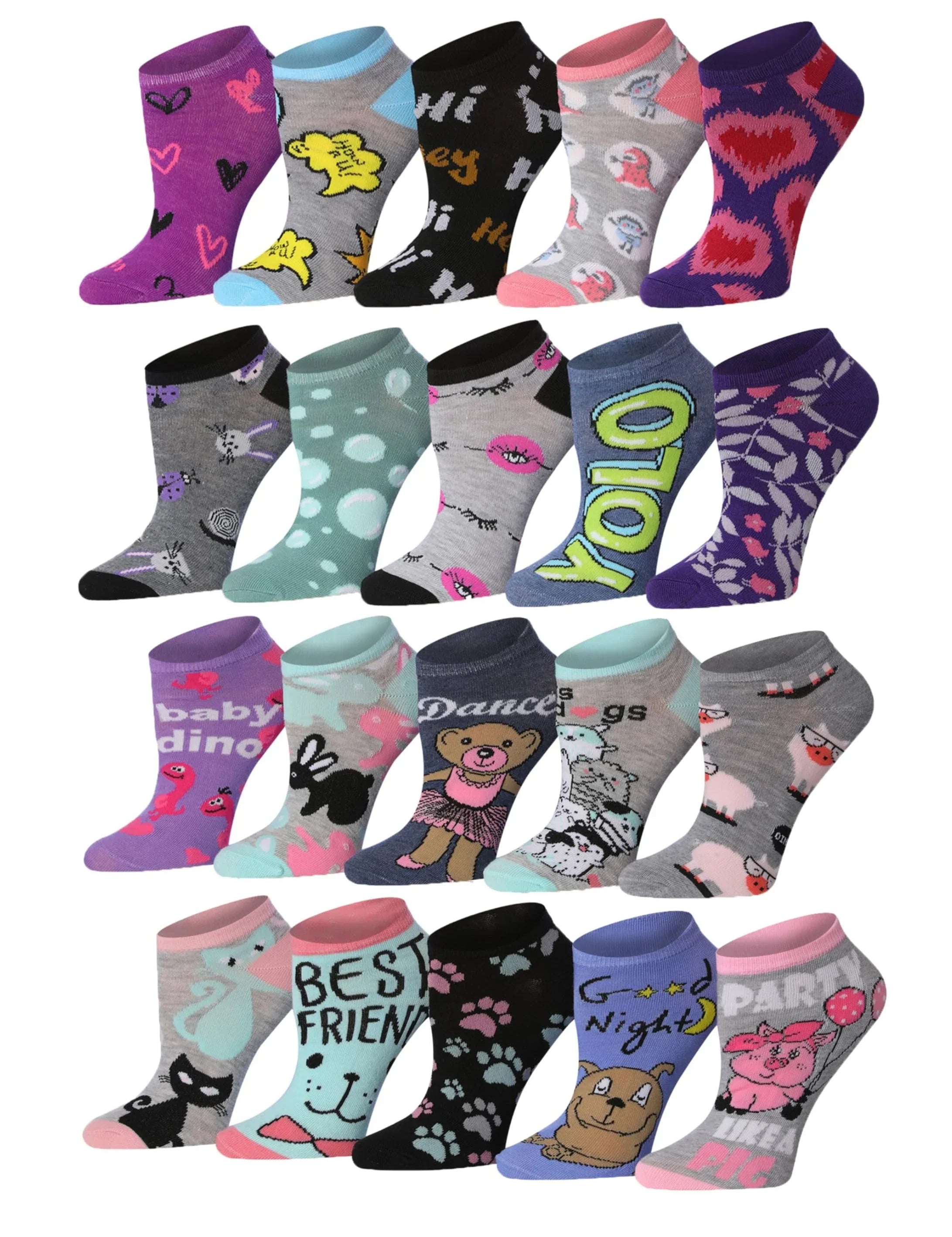 Animal Pattern No Show Socks