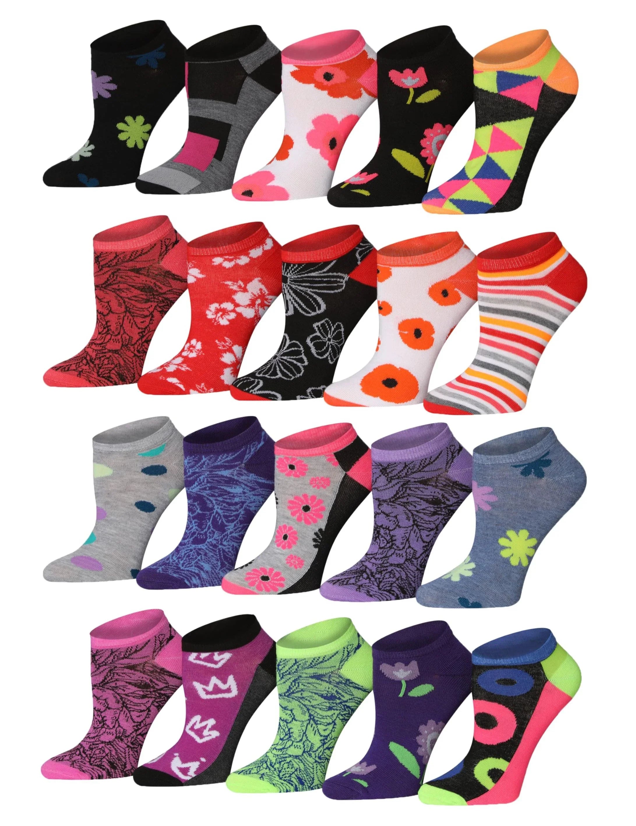 Floral No Show Socks