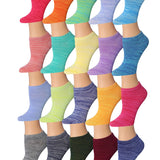 Tipi Toe Women's 20 Pairs Unique Vibrant Colored Space Dye Pattern No Show/Low Cut Socks