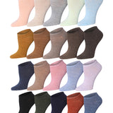 Tipi Toe Women's 20 Pairs Solid Colored Tranquil Pastels Light Mint Pale Pink Earthy Brown Low Cut/No Show Socks