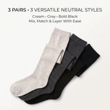 Contrasting Over The Knee High Socks - 3 Pairs