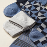 Funky Splash Striped Patch Dress Socks - 6 Pack