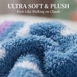 Close-up of ultra soft and plush fabric with text 'Ultra Soft & Plush, Feels Like Walking on Clouds'.