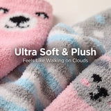 Plush toys with text 'Ultra Soft & Plush Feels Like Walking on Clouds' on a light background