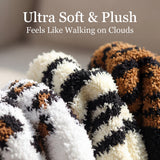 Anti-Skid Creamy Leopard Fuzzy Socks - 3 Pairs