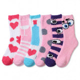 Colorful Patterned Cartoon Crush Fuzzy Socks - 6 Pairs