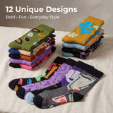 Men's Multicolor Elegant Socks - 12 Pairs