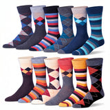Men's Colorful Stripe Socks - 12 Pairs