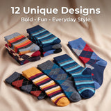 Men's Colorful Stripe Socks - 12 Pairs
