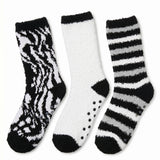 Anti-Skid Zebra Fuzzy Socks - 3 Pairs