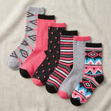 Tribal Pattern Socks - 6 Pack