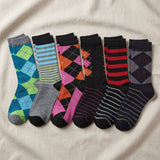 Argyle Stripes Crew Socks - 6 Pack