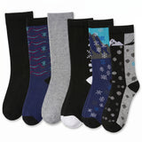 Women's Colorful Funky Mountain Dress Socks - 6 Pairs