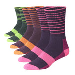  Unisex 3 Pairs Wool Blend Rich Autumn Hues Colorful Stripes and Shapes Sports Cushioned Dress Crew Socks - Socks